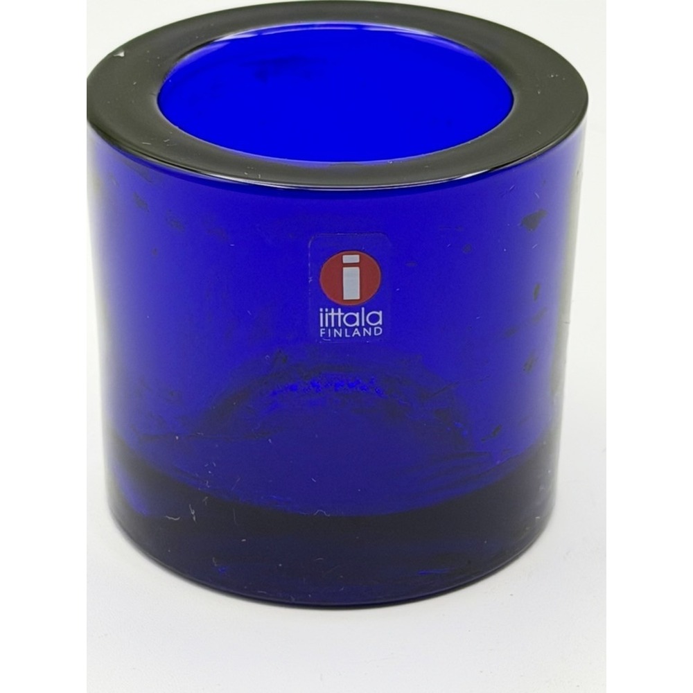 Iittala Marimekko Kivi Cobalt Blue Glass Votive Candle Holder Finland